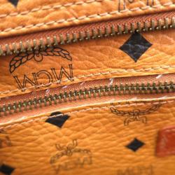 Pre Owned MCM Cognac Visetos Coated Canvas Medium Heritage Top Zip Shopper Tote