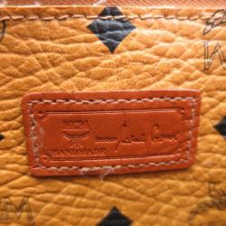 Pre Owned MCM Cognac Visetos Coated Canvas Medium Heritage Top Zip Shopper Tote