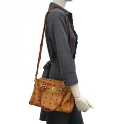 MCM Cognac Visetos Coated Canvas Heritage Boston