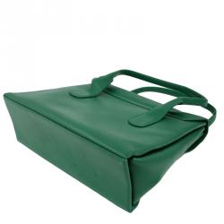 MCM Green Leather Flap Top Handle Bag