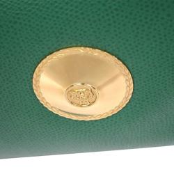 MCM Green Leather Flap Top Handle Bag