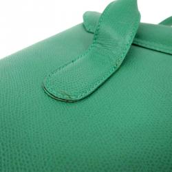 MCM Green Leather Flap Top Handle Bag