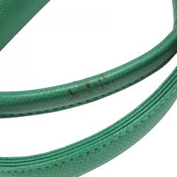 MCM Green Leather Flap Top Handle Bag