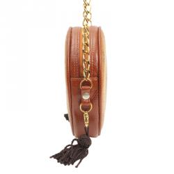 MCM Cognac Visetos Coated Canvas Shoulder Bag