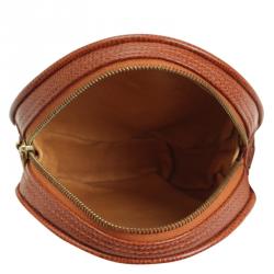 MCM Cognac Visetos Coated Canvas Shoulder Bag