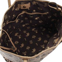 MCM Brown Visetos Coated Canvas Leopard Print Shopper Tote