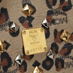 MCM Brown Visetos Coated Canvas Leopard Print Shopper Tote