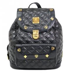 MCM Quilted Studded Visetos Leather Backpack, MCM Handbags