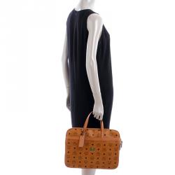 MCM Cognac Visetos Coated Canvas Business Briefcase