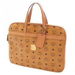 MCM Cognac Visetos Coated Canvas Business Briefcase