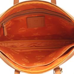 MCM Cognac Visetos Coated Canvas Business Briefcase