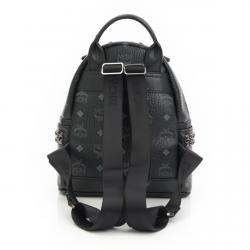 MCM Black Visetos Coated Canvas Small Stark Backpack