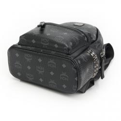 MCM Black Visetos Coated Canvas Small Stark Backpack