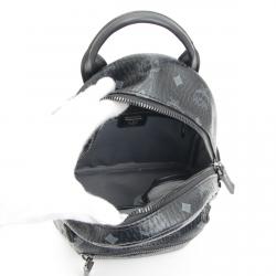MCM Black Visetos Coated Canvas Small Stark Backpack