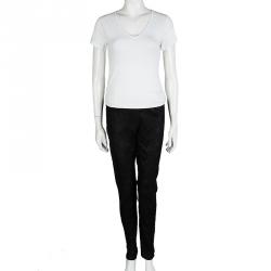 McQ by Alexander McQueen Black Lambskin Suede Elasticized Waist Pants M