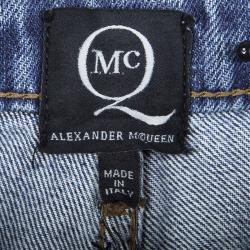 Pre Owned McQ by Alexander McQueen Indigo Distressed Denim Patchwork Boyfriend Jeans S