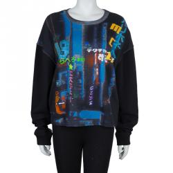 Pre Owned McQ by Alexander McQueen Black Printed Hazy Night Sweatshirt XL