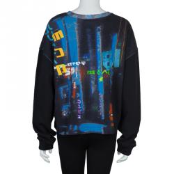 Pre Owned McQ by Alexander McQueen Black Printed Hazy Night Sweatshirt XL