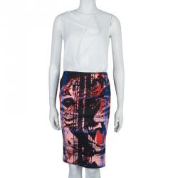 Pre Owned McQ by Alexander McQueen Black Jersey Printed Pencil Skirt M