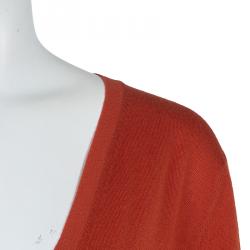 Pre Owned McQ by Alexander McQueen Burnt Orange Side Zip Detail V-Neck Sweater L