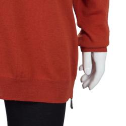 Pre Owned McQ by Alexander McQueen Burnt Orange Side Zip Detail V-Neck Sweater L