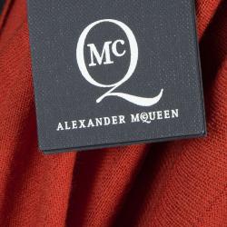 Pre Owned McQ by Alexander McQueen Burnt Orange Side Zip Detail V-Neck Sweater L