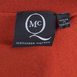 Pre Owned McQ by Alexander McQueen Burnt Orange Side Zip Detail V-Neck Sweater L