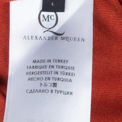 Pre Owned McQ by Alexander McQueen Burnt Orange Side Zip Detail V-Neck Sweater L
