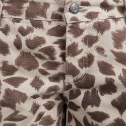 Pre Owned McQ By Alexander McQueen Leopard Printed Denim Eyelet Detail Capri Pants M