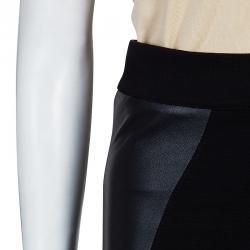 Pre Owned McQ by Alexander McQueen Black Leather Panel Pencil Skirt XS