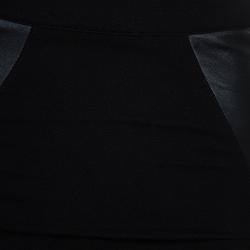 Pre Owned McQ by Alexander McQueen Black Leather Panel Pencil Skirt XS