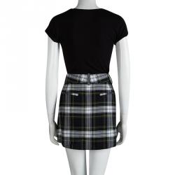 Pre Owned McQ By Alexander McQueen Green Wool Tartan Plaid Inverted Pleat Rupert Skirt M