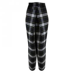 Pre Owned McQ By Alexander McQueen Green Wool Tartan Plaid Front Pleat Detail Rupert Trousers S
