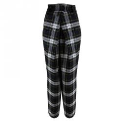 McQ By Alexander McQueen Green Wool Tartan Plaid Front Pleat Detail Rupert Trousers S