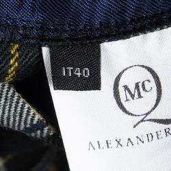McQ By Alexander McQueen Green Wool Tartan Plaid Front Pleat Detail Rupert Trousers S