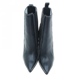 Pre Owned McQ by Alexander McQueen Black Stitched Leather Ankle Boots Size 39
