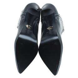 Pre Owned McQ by Alexander McQueen Black Stitched Leather Ankle Boots Size 39