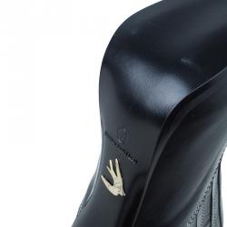 Pre Owned McQ by Alexander McQueen Black Stitched Leather Ankle Boots Size 39