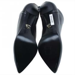 Pre Owned McQ by Alexander McQueen Black Stitched Leather Ankle Booties Size 38