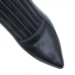 Pre Owned McQ by Alexander McQueen Black Stitched Leather Ankle Booties Size 38