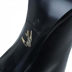 Pre Owned McQ by Alexander McQueen Black Stitched Leather Ankle Booties Size 38