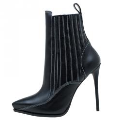 Pre Owned McQ by Alexander McQueen Black Leather Lex Chelsea Ankle Boots Size 40