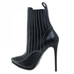 Pre Owned McQ by Alexander McQueen Black Leather Lex Chelsea Ankle Boots Size 40