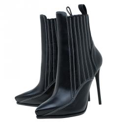 Pre Owned McQ by Alexander McQueen Black Leather Lex Chelsea Ankle Boots Size 40