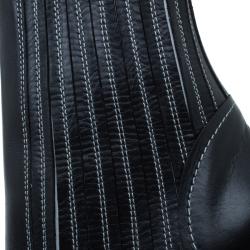 Pre Owned McQ by Alexander McQueen Black Leather Lex Chelsea Ankle Boots Size 40