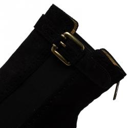 Pre Owned McQ by Alexander McQueen Black Leather Brogue Platform Ankle Boots Size 38