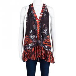 Pre Owned MCQ By Alexander McQueen Multicolor Floral Printed Pintucked Sleeveless Top S