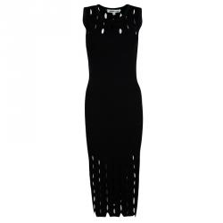 Pre Owned Alexander McQueen Black Knit Cutout Detail Sleeveless Maxi Dress L