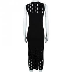 Pre Owned Alexander McQueen Black Knit Cutout Detail Sleeveless Maxi Dress L