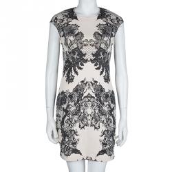 مملوكة مسبقًا McQ by Alexander McQueen Beige Lace Print Bodycon Dress L